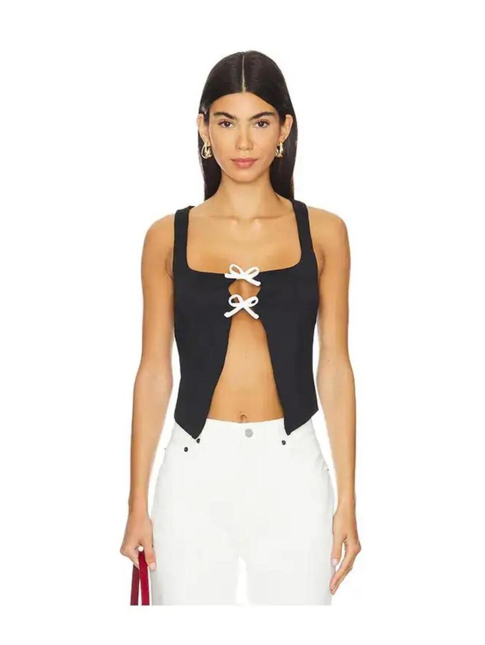 MORE TO COME Natasha Tie Front Top